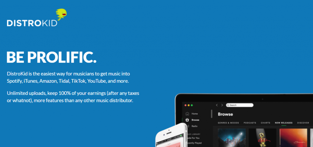 Screenshot of DistroKid homepage.