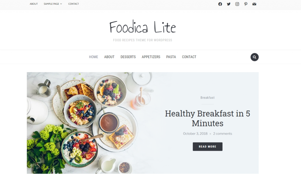 A demo of the Foodica WordPress theme