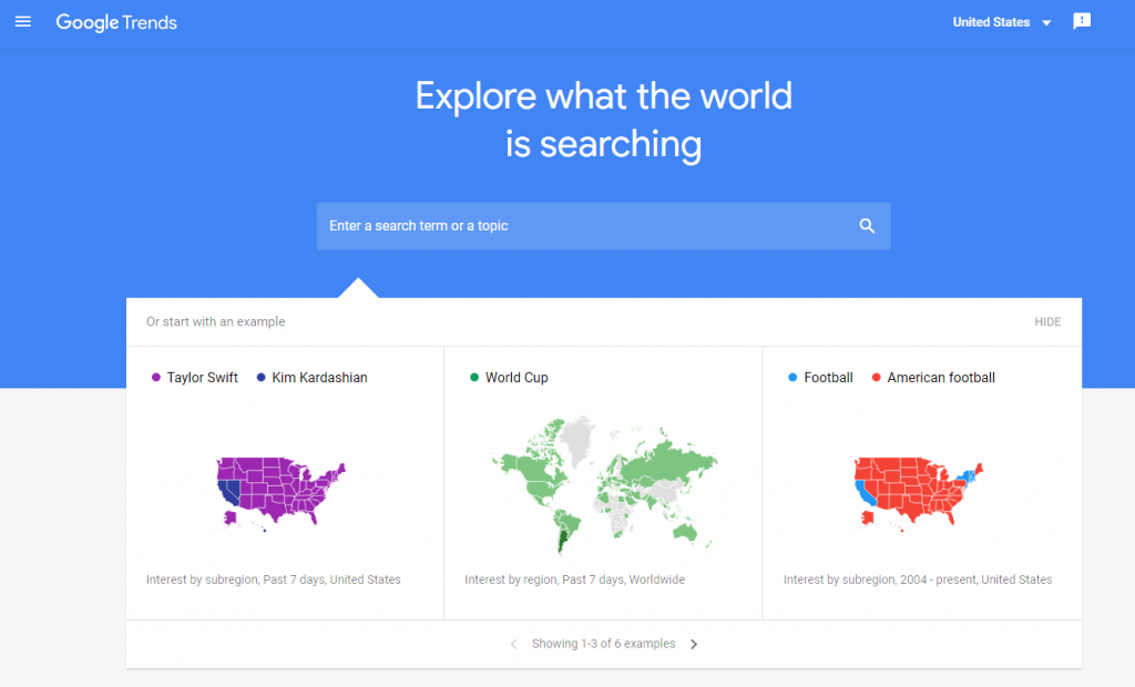 Screenshot of Google Trends website.