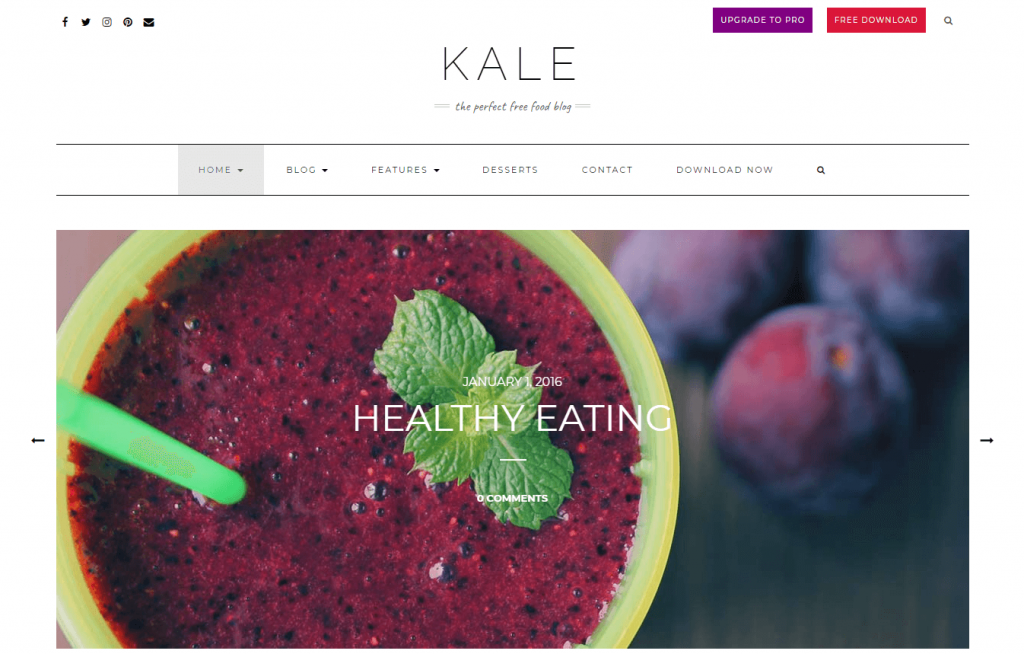 Kale food blog theme