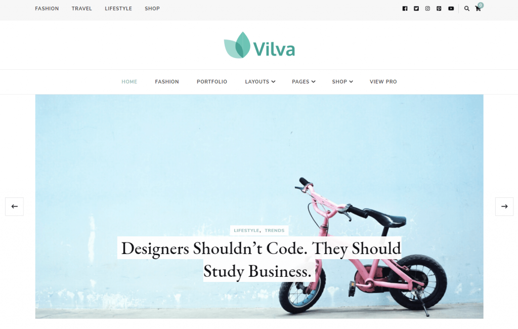 A demo of the Vilva WordPress theme