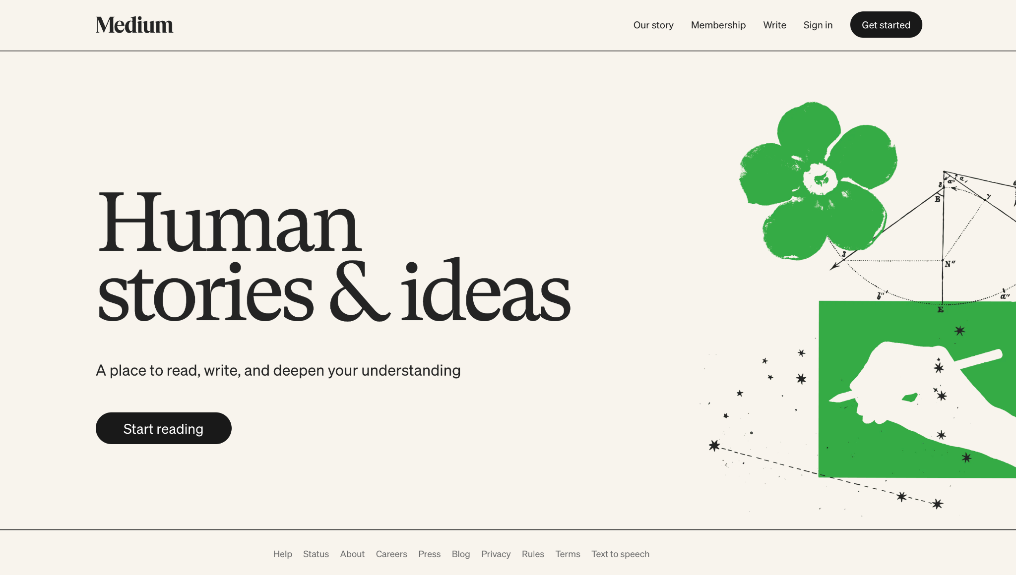 Medium landing page