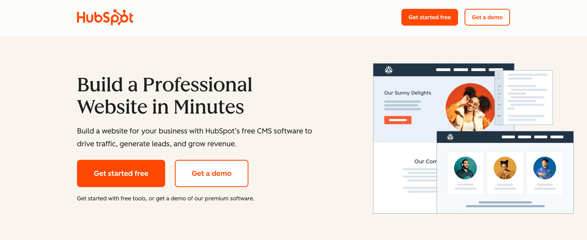 HubSpot Website Builder landing page