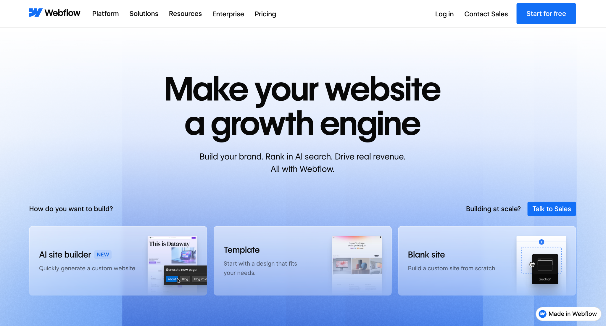 Webflow landing page