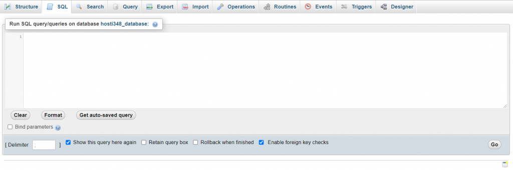A window showing WordPress database