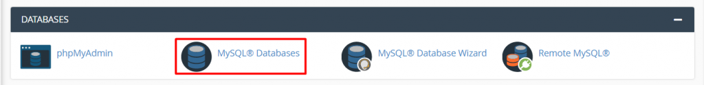 A window of databases directing to choose MySQL databases