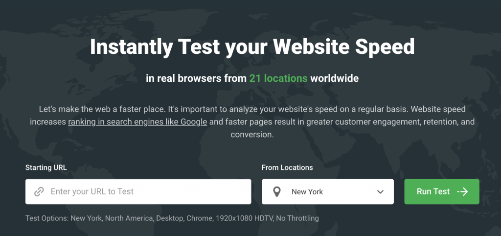 Dotcom-Monitor website speed test tool