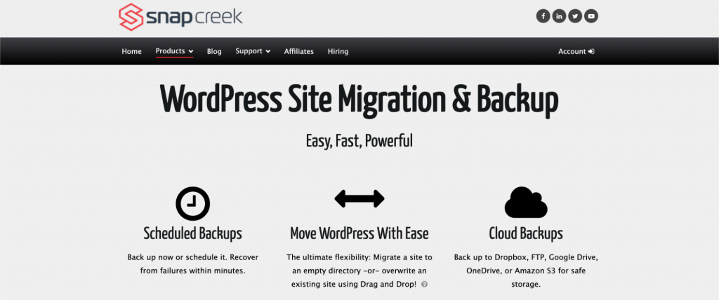 Duplicator site migration and backup plugin for WordPress.