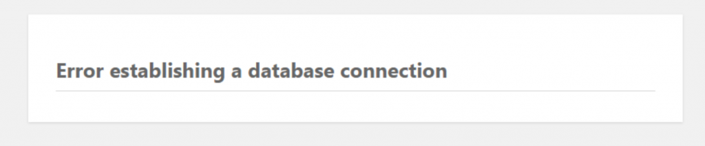 Error establishing a database connection message in WordPress
