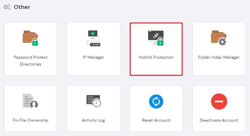 Hotlink protection in the hPanel dashboard 