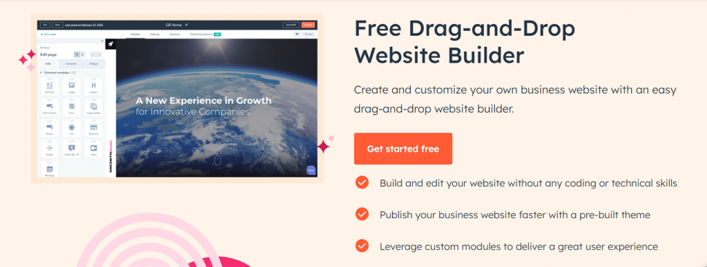 HubSpot website builder homepage