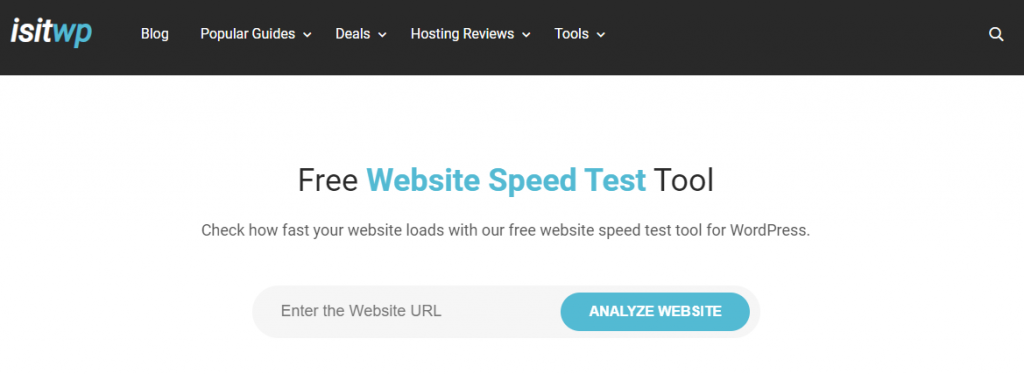 Alat uji kecepatan IsItWP untuk situs web WordPress