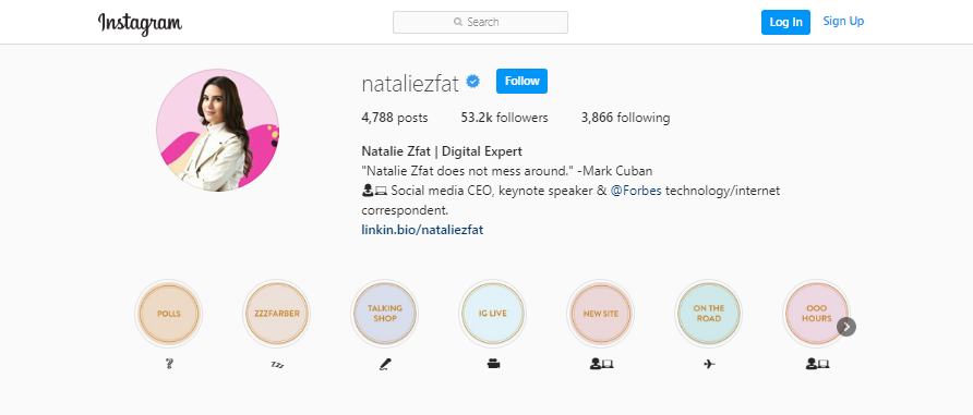 Natalie Zfat Instagram profile 