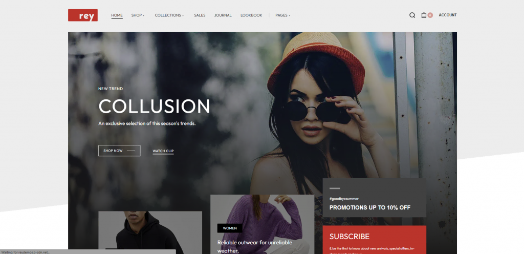 The preview of Rey WooCommerce website template