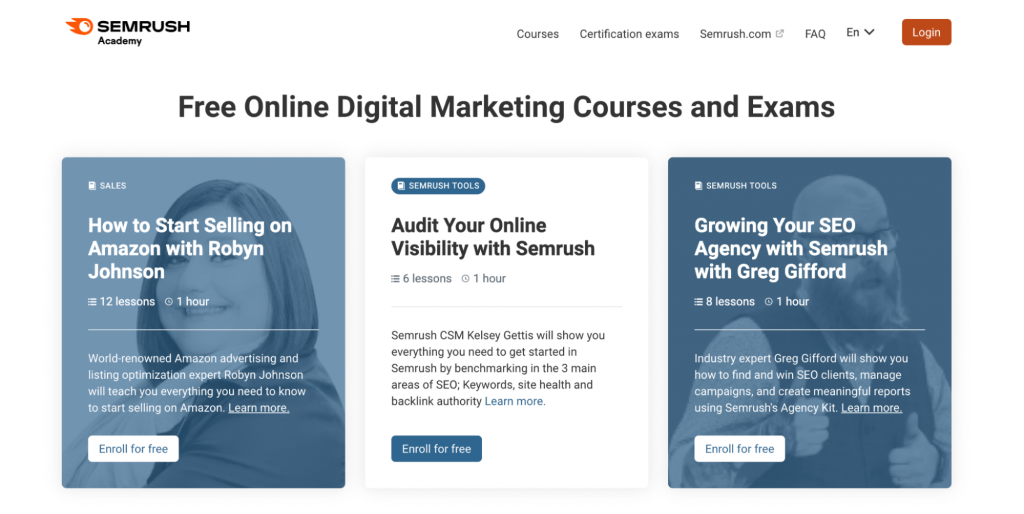 Semrush Academy homepage
