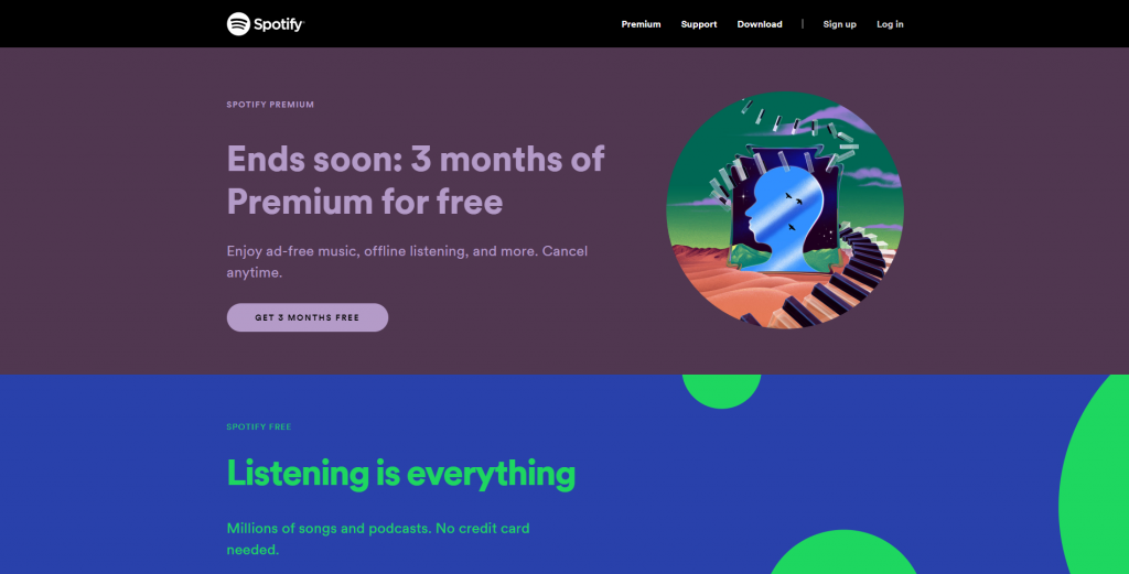 Spotify's homepage