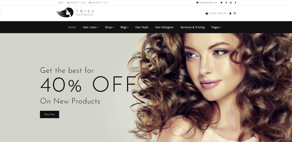 The preview of Triss Shopify website template