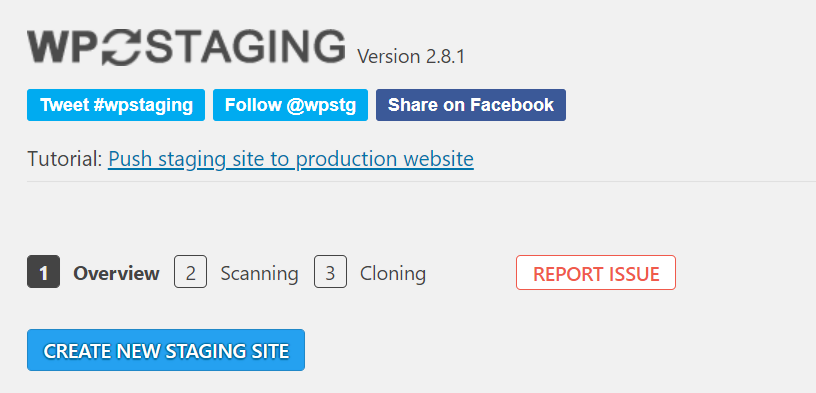 Create a new stagging site via WP Staging.