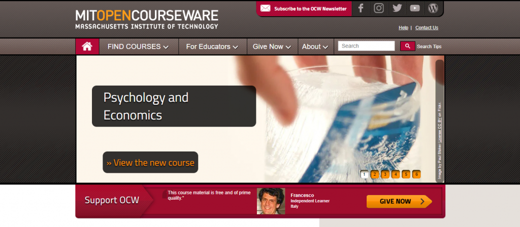 MIT OpenCourseWare website homepage