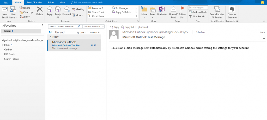 A screenshot showing Outlook 2016 interface.