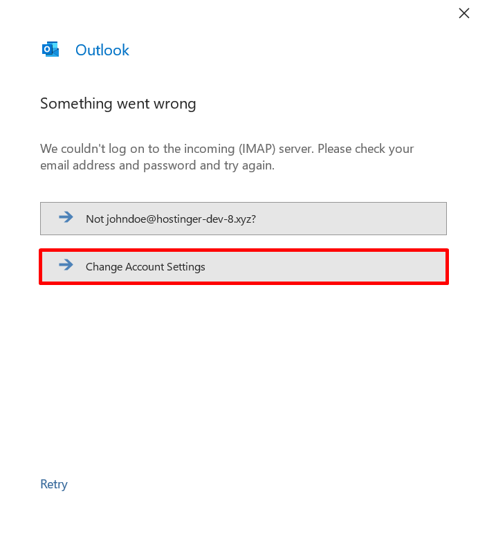 A screenshot showing where to find the Change Account Settings button.