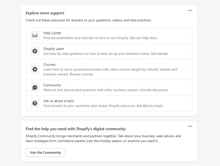 Shopify support options