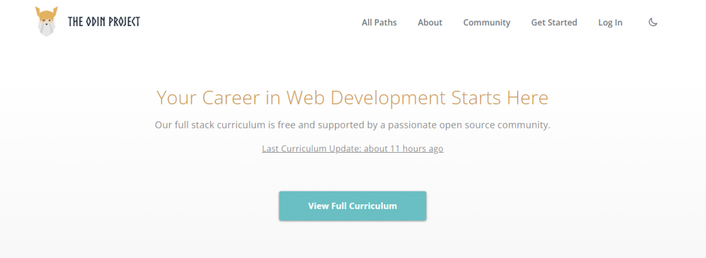 The Odin Project website homepage