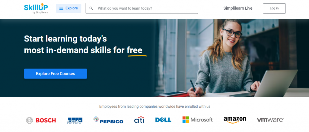 The SkillUp page on the Simplilearn website