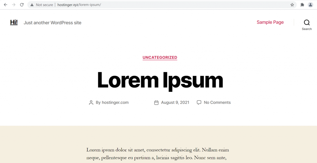 Screenshot illustrating how the new theme has changed the WordPress site's appearance.