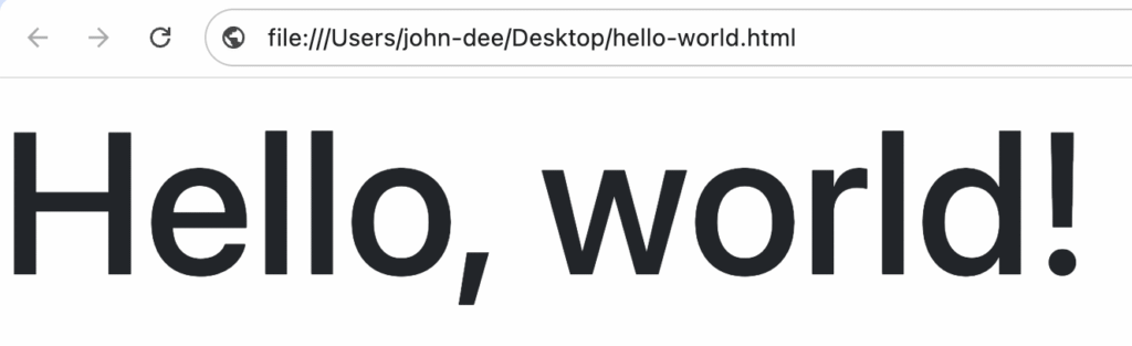Browser output of the "Hello, world!" Bootstrap template.