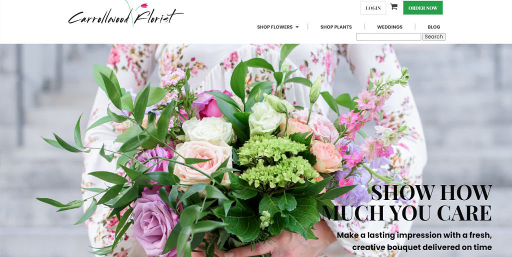 Carrollwood Florist site's front page.