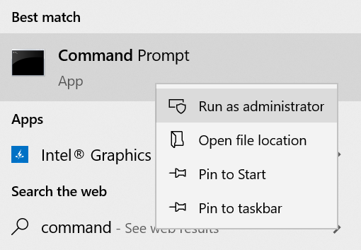 Running the Command Prompt as the administrator.