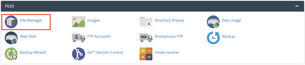 Accessing the File Manager on cPanel.