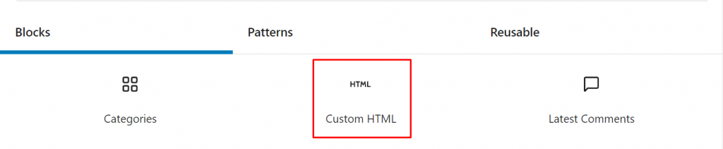 Custom HTML block.