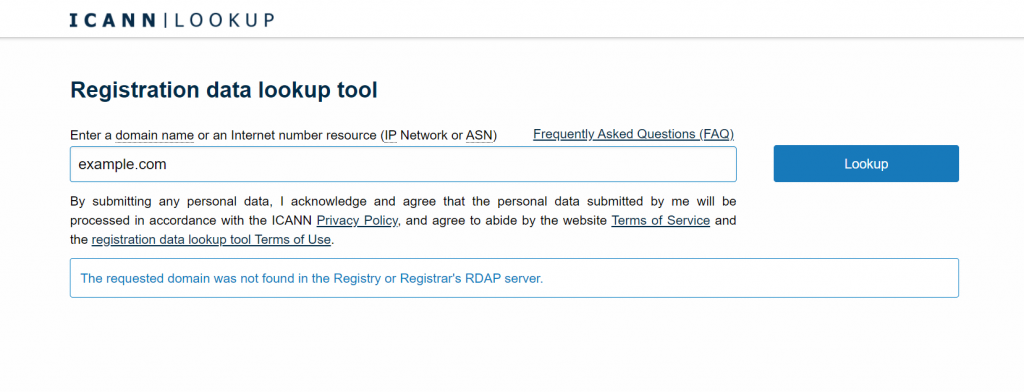 The ICANN lookup tool.