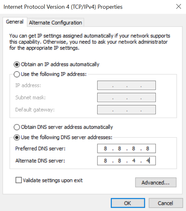 Modifying DNS server details.