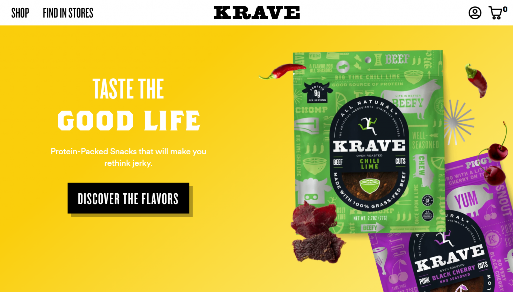 Krave Jerky site's front page