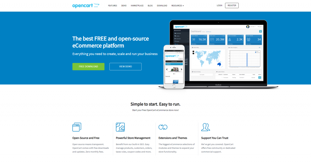 OpenCart homepage
