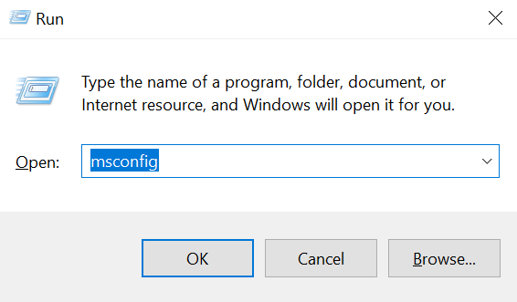 Running msconfig.