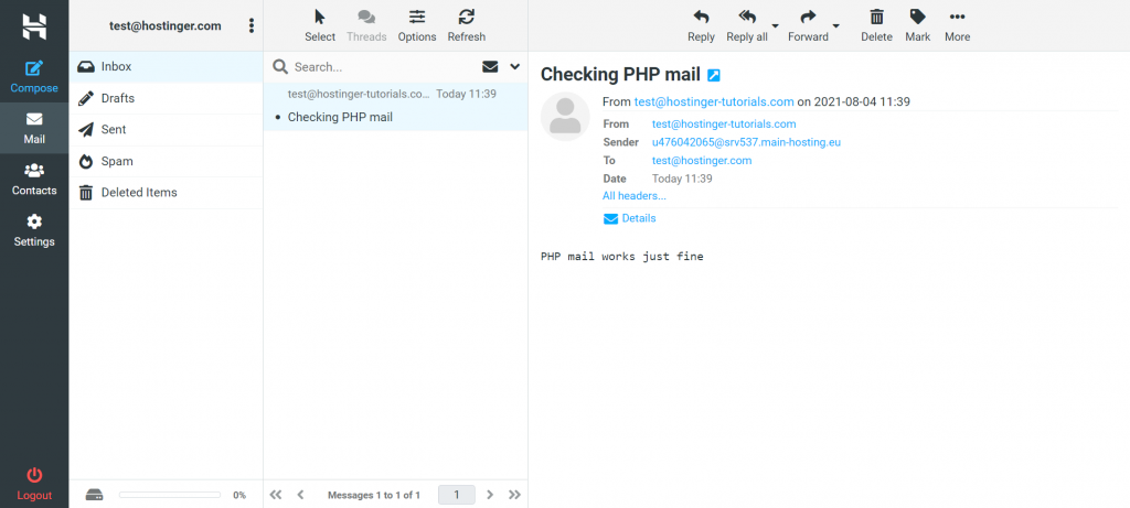 PHP mail test