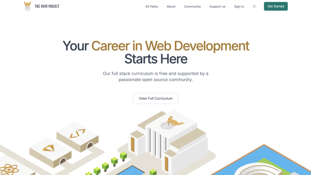 The Odin Project website homepage