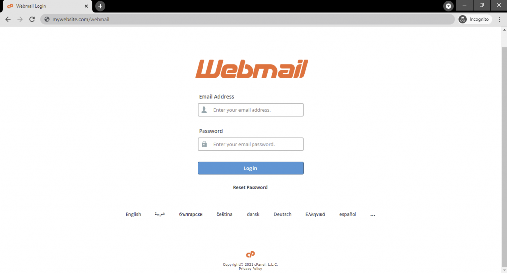 Webmail interface