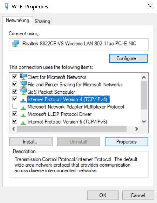 Accessing IPv4/IPv6 properties.