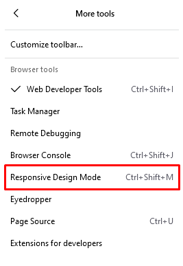 Accessing Responsive Design Mode on Firefox