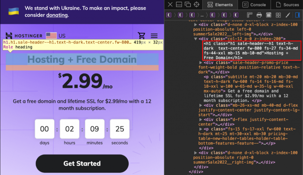 Modifying a text using Web Inspector on Safari.