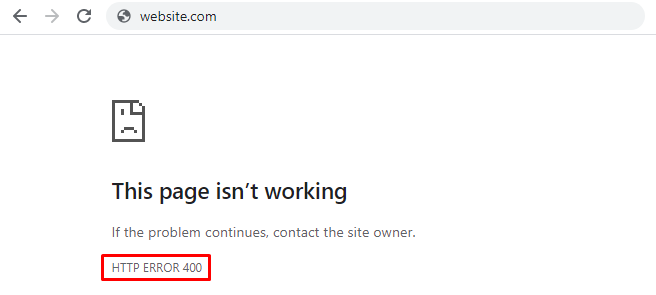 HTTP error 400 page on Google Chrome