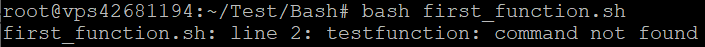 command line error showing the command not found