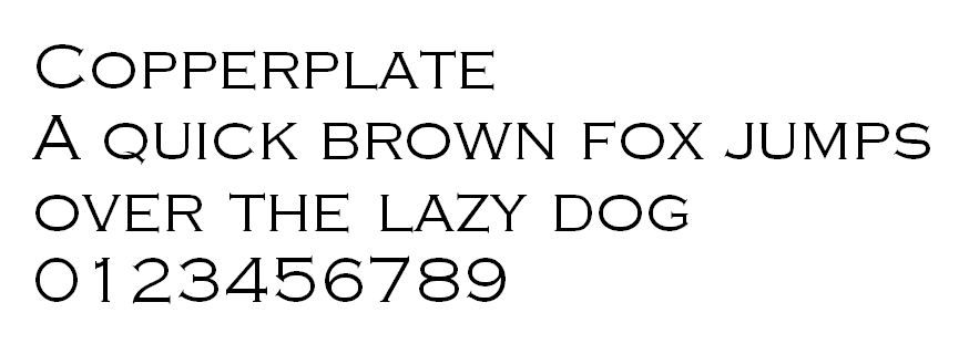 The letters and numbers of Copperplate.