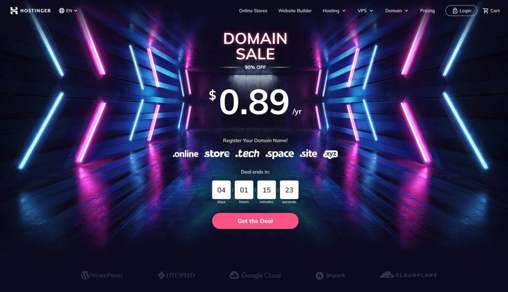 Hostinger's domain sale promotion launched around Black Friday.