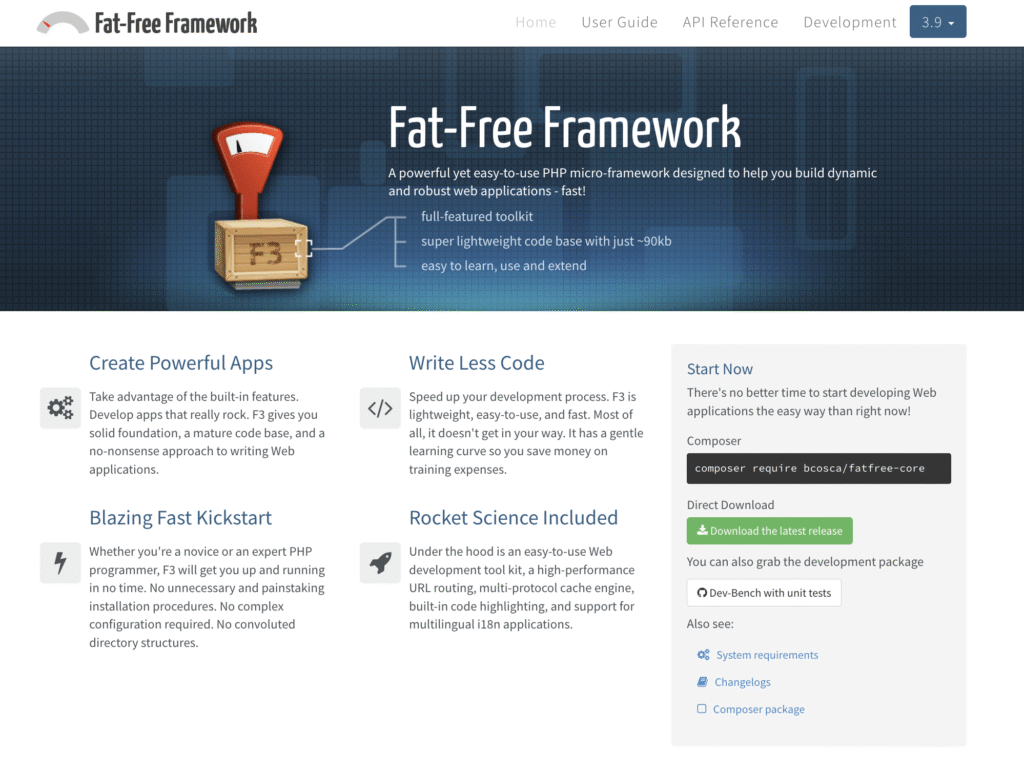 Fat-Free Framework's official homepage